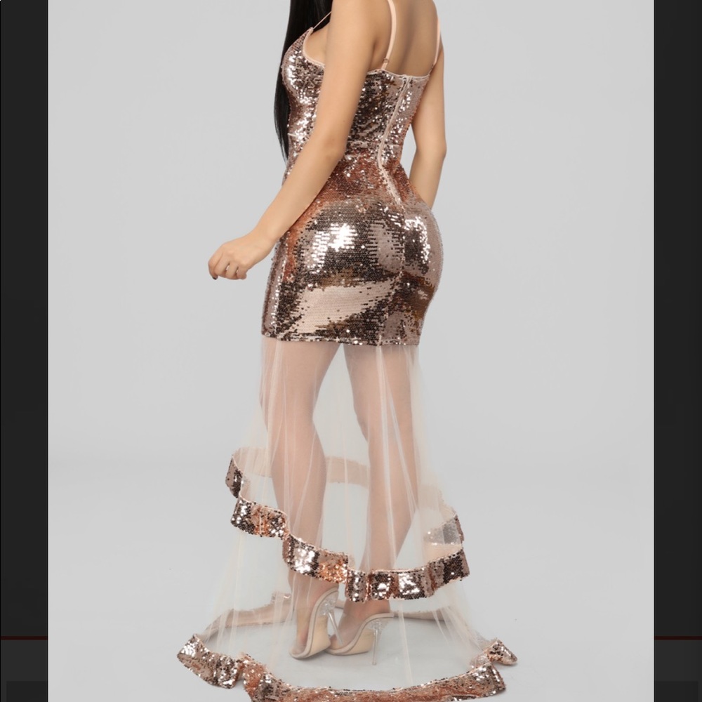 Sequin Floor Length Mermaid Dress - Picture 2 of 4